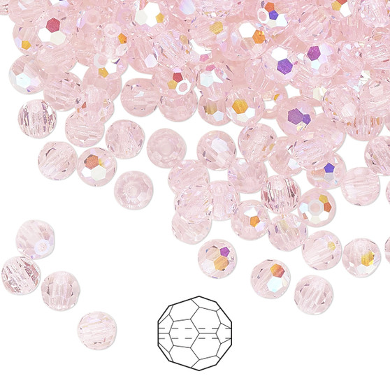 4mm - Preciosa Czech - Pink Sapphire AB - 24pk - Faceted Round Crystal