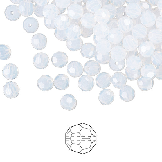 4mm - Preciosa Czech - White Opal - 24pk - Faceted Round Crystal