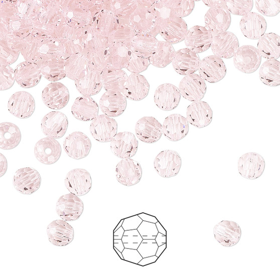 4mm - Preciosa Czech - Pink Sapphire - 24pk - Faceted Round Crystal