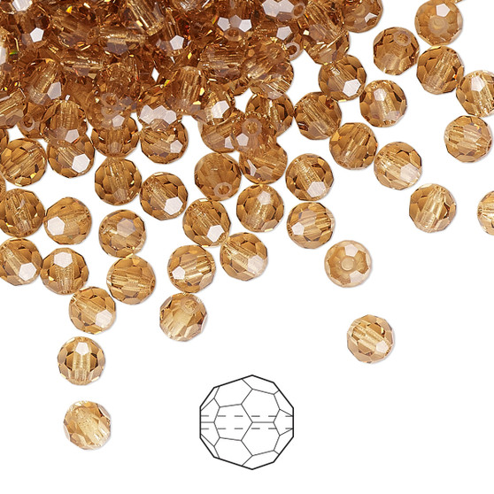 4mm - Preciosa Czech - Light Colorado Topaz - 24pk - Faceted Round Crystal