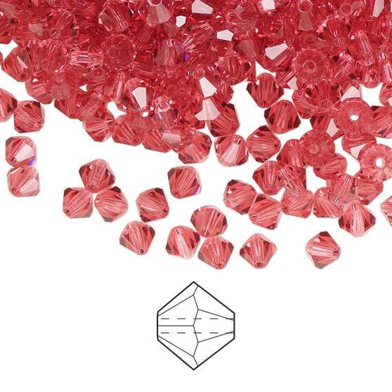 4mm - Preciosa Czech - Crystal Indian Pink - 48pk - Faceted Bicone Crystal