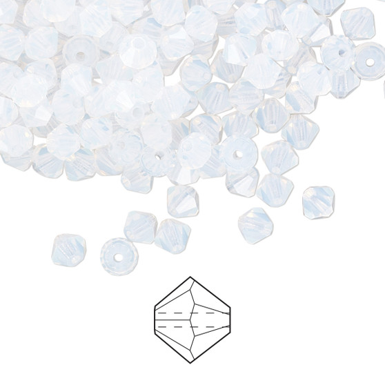 4mm - Preciosa Czech - Crystal White Opal - 48pk - Faceted Bicone Crystal