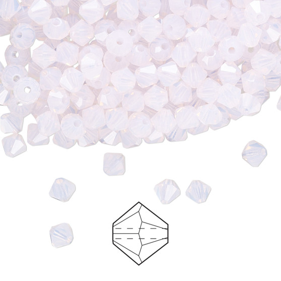 4mm - Preciosa Czech - Rose Opal - 48pk - Faceted Bicone Crystal