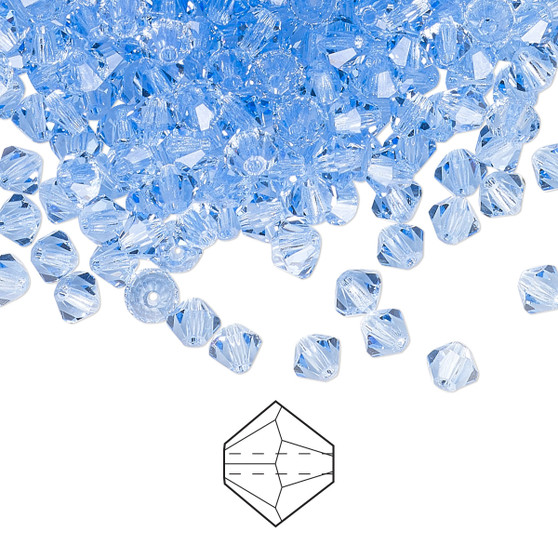 4mm - Preciosa Czech - Light Sapphire - 48pk - Faceted Bicone Crystal