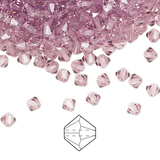 4mm - Preciosa Czech - Light Amethyst - 144pk - Faceted Bicone Crystal