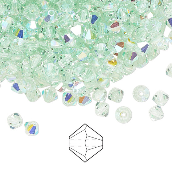 4mm - Preciosa Czech - Chrysolite AB - 144pk - Faceted Bicone Crystal