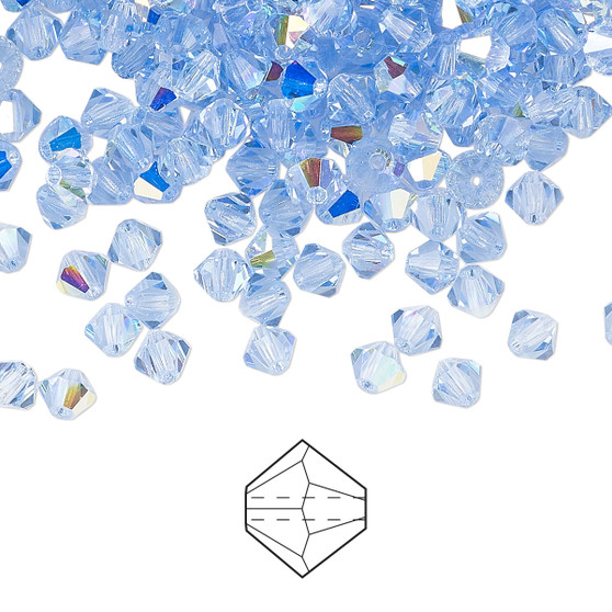 4mm - Preciosa Czech - Light Sapphire AB - 144pk - Faceted Bicone Crystal