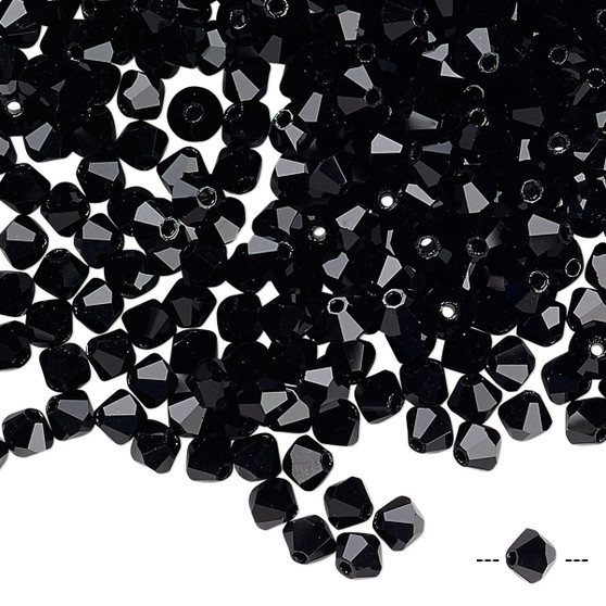 4mm - Preciosa Czech - Opaque Jet - 720pk - Faceted Bicone Crystal