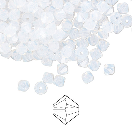 4mm - Preciosa Czech - White Opal - 720pk - Faceted Bicone Crystal