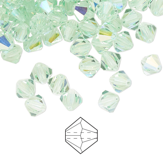 6mm - Preciosa Czech - Chrysolite AB - 24pk - Faceted Bicone Crystal