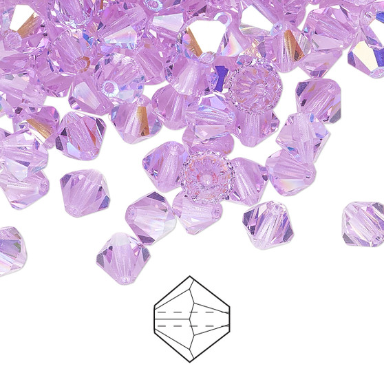 6mm - Preciosa Czech - Violet AB - 24pk - Faceted Bicone Crystal