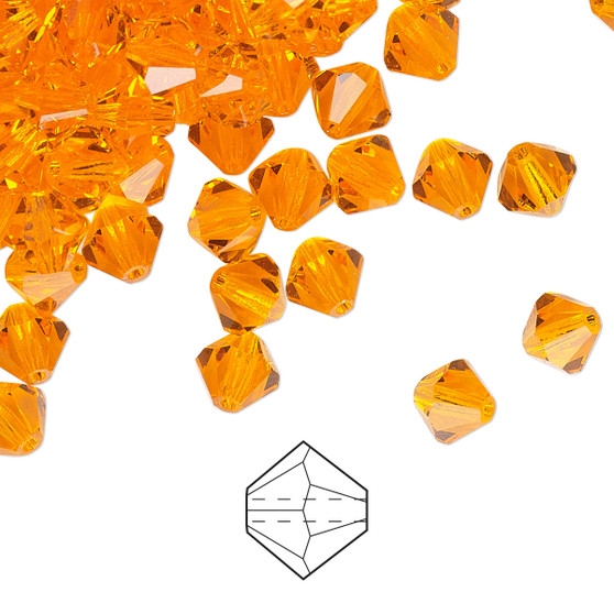 6mm - Preciosa Czech - Sun - 24pk - Faceted Bicone Crystal