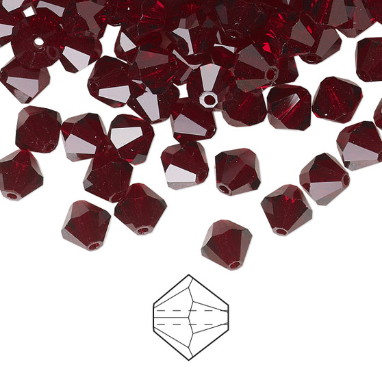 6mm - Preciosa Czech - Garnet - 24pk - Faceted Bicone Crystal