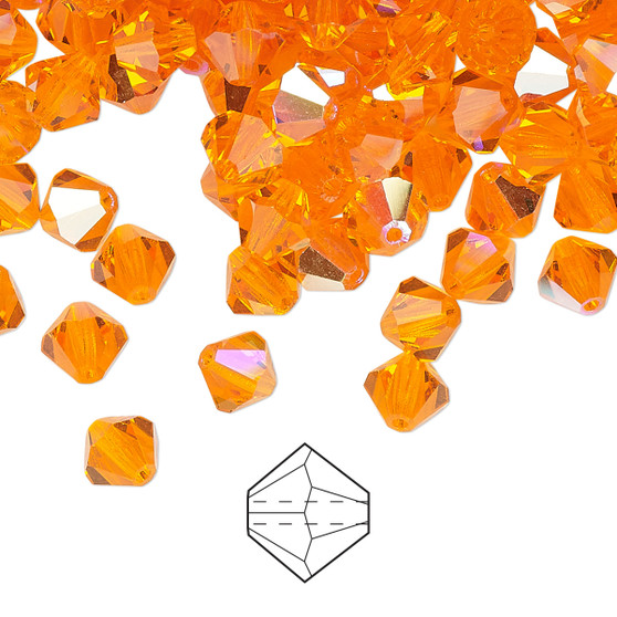 6mm - Preciosa Czech - Sun AB - 24pk - Faceted Bicone Crystal