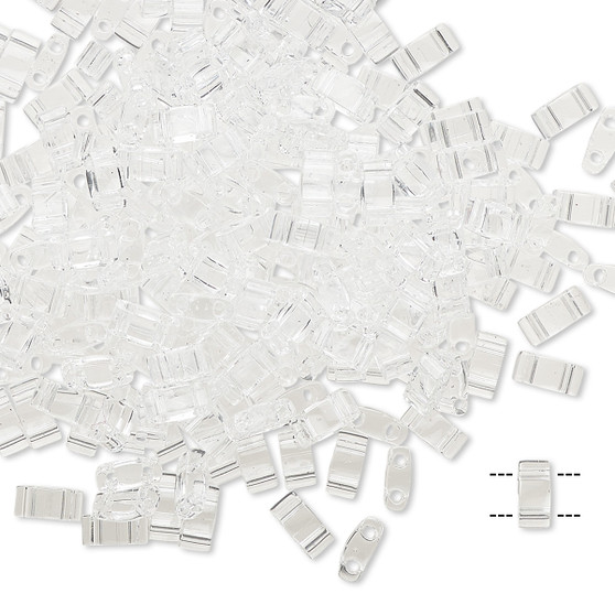 HTL131 - Miyuki - Transparent Crystal - 5mm x 2.3mm - 40gms (approx 1000 beads) - Half Tila Beads (two-hole)