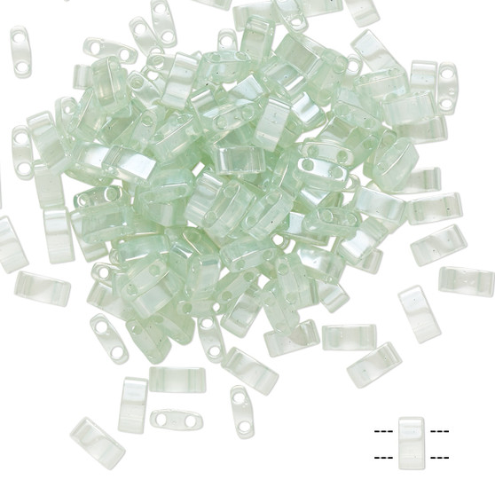 HTL370 - Miyuki - Transparent Sea Foam - 5mm x 2.3mm - 40gms (approx 1000 beads) - Half Tila Beads (two-hole)