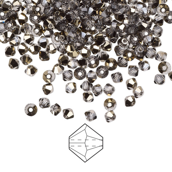 3mm - Preciosa Czech - Half Coated Crystal Starlight Gold - 48 pk - Faceted Bicone Crystal