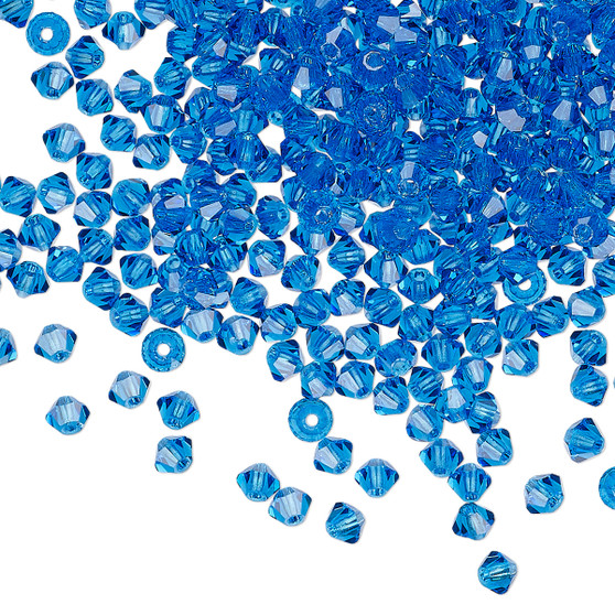 3mm - Preciosa Czech - Capri Blue - 48 pk - Faceted Bicone Crystal