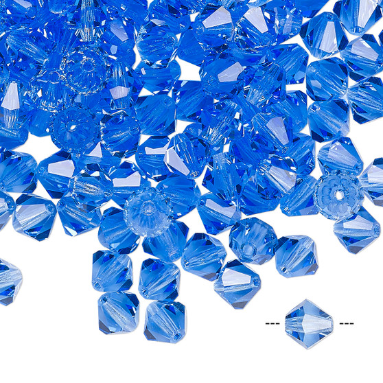 6mm - Preciosa Czech - Sapphire - 144pk - Faceted Bicone Crystal