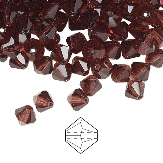 6mm - Preciosa Czech - Burgundy - 144pk - Faceted Bicone Crystal