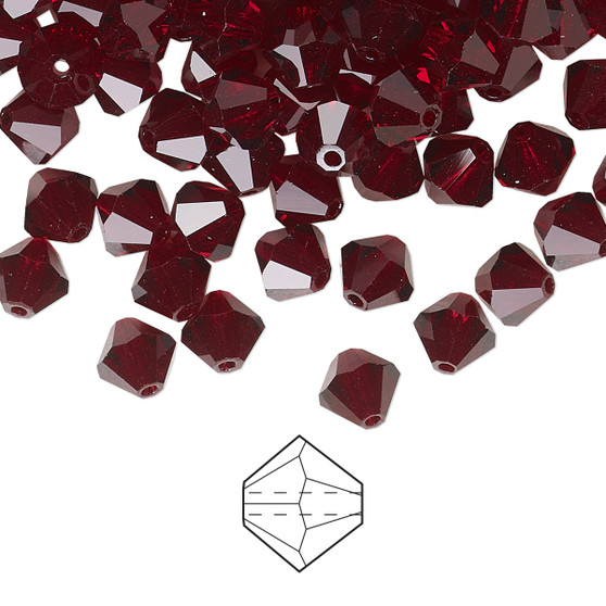 6mm - Preciosa Czech - Garnet - 144pk - Faceted Bicone Crystal
