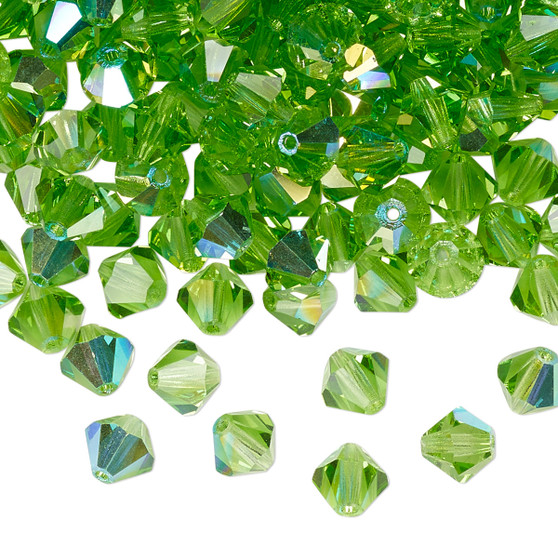 6mm - Preciosa Czech - Peridot AB - 144pk - Faceted Bicone Crystal