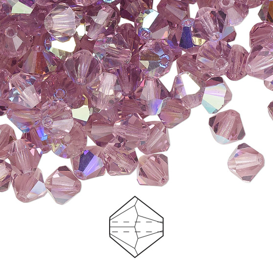 6mm - Preciosa Czech - Light Amethyst AB - 144pk - Faceted Bicone Crystal