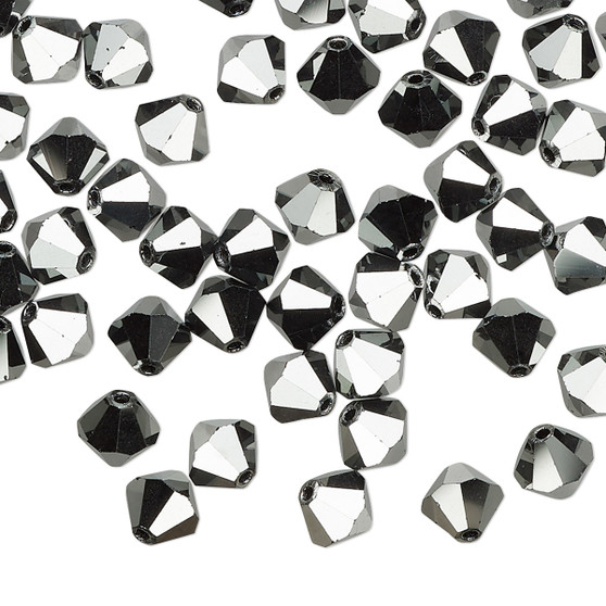 6mm - Preciosa Czech - Hematite 2X - 144pk - Faceted Bicone Crystal