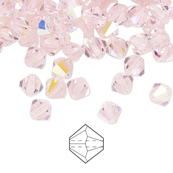 6mm - Preciosa Czech - Pink Sapphire AB - 144pk - Faceted Bicone Crystal