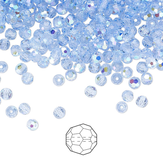 3mm - Preciosa Czech - Light Sapphire AB - 24pk - Faceted Round Crystal