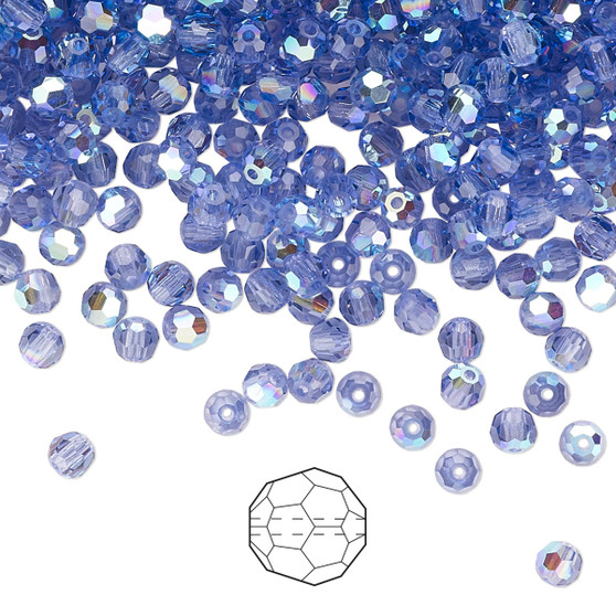 3mm - Preciosa Czech - Tanzanite AB - 24pk - Faceted Round Crystal