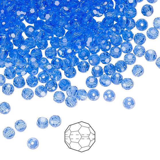 3mm - Preciosa Czech - Sapphire - 24pk - Faceted Round Crystal