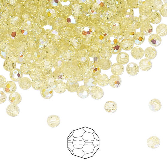 3mm - Preciosa Czech - Jonquil AB - 24pk - Faceted Round Crystal