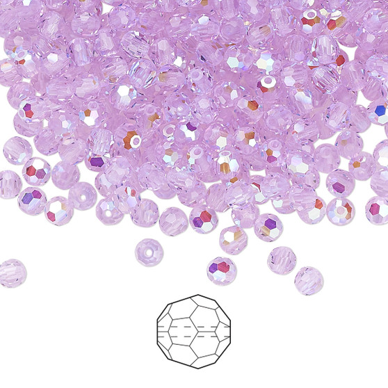 3mm - Preciosa Czech - Violet AB - 24pk - Faceted Round Crystal