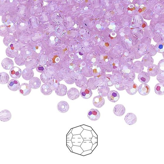 3mm - Preciosa Czech - Violet AB - 144pk - Faceted Round Crystal