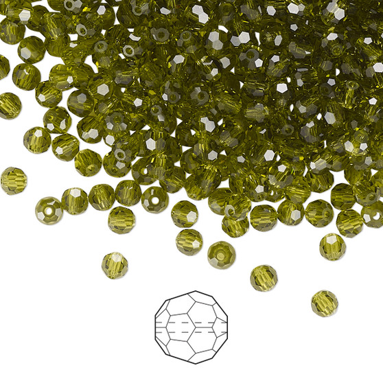 3mm - Preciosa Czech - Olivine - 144pk - Faceted Round Crystal