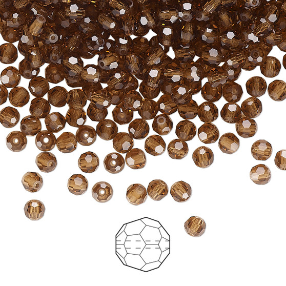 3mm - Preciosa Czech - Smoked Topaz - 144pk - Faceted Round Crystal