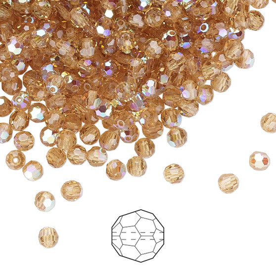 3mm - Preciosa Czech - Light Colorado Topaz AB - 144pk - Faceted Round Crystal