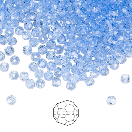 3mm - Preciosa Czech - Light Sapphire - 144pk - Faceted Round Crystal