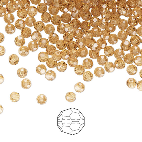 3mm - Preciosa Czech - Light Colorado Topaz - 144pk - Faceted Round Crystal