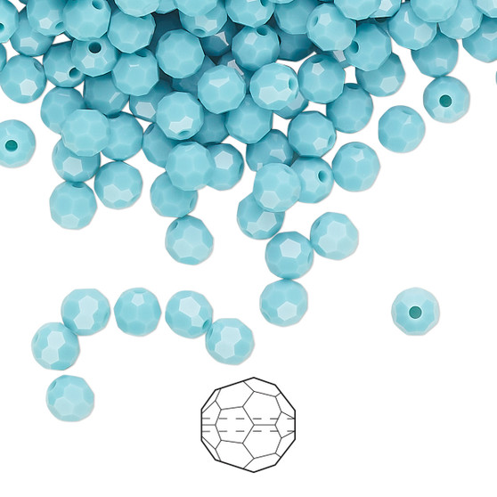 4mm - Preciosa Czech - Turquoise - 24pk - Faceted Round Crystal