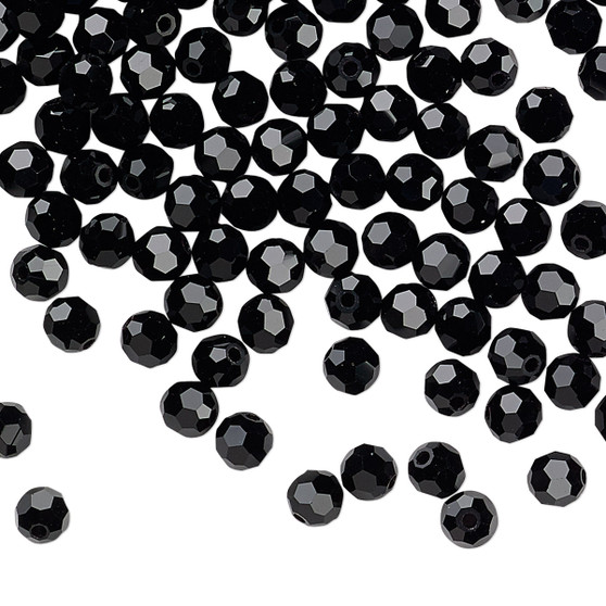 4mm - Preciosa Czech - Jet - 144pk - Faceted Round Crystal