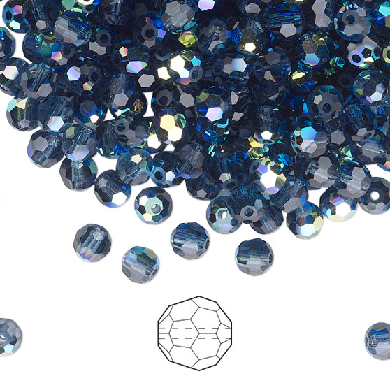 4mm - Preciosa Czech - Montana AB - 144pk - Faceted Round Crystal