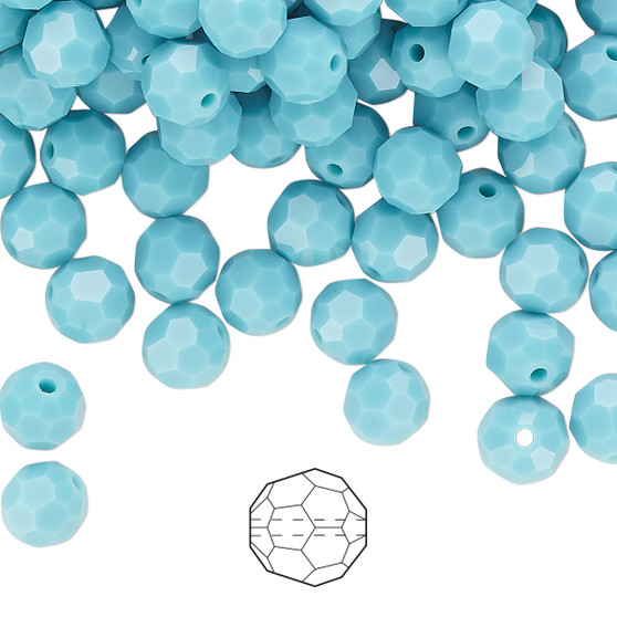 6mm - Preciosa Czech - Turquoise - 24pk - Faceted Round Crystal