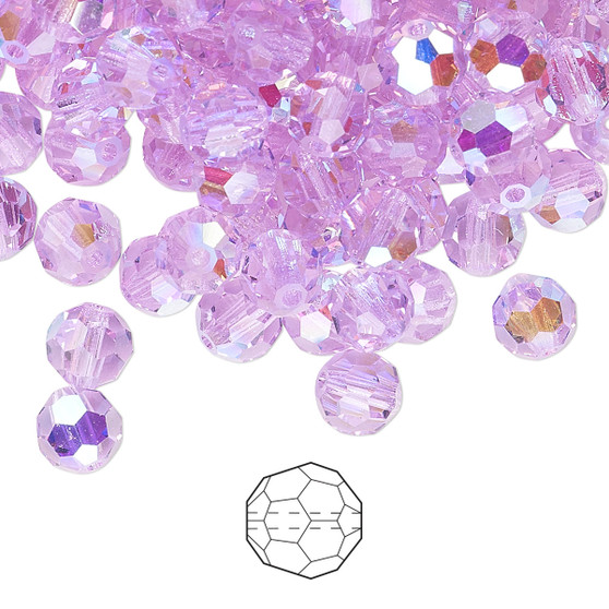 6mm - Preciosa Czech - Violet AB - 24pk - Faceted Round Crystal