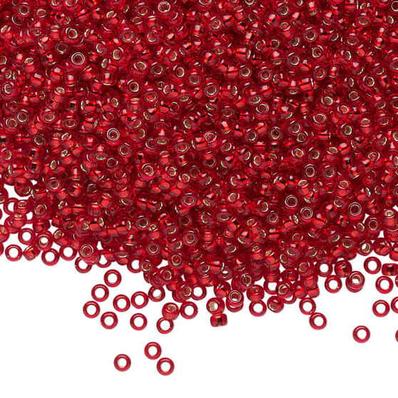 11-11 - 11/0 - Miyuki - Transparent Silver Lined Ruby Red - 25gms - Glass Round Seed Bead