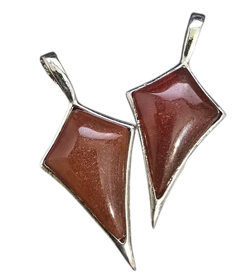 LAST STOCK: 2 x Gemstone Pendants 36mm x 18mm, with base metal Bail