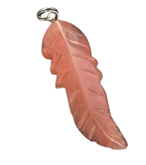 LAST STOCK: Gemstone Feather Pendant 45mm x 13mm,   with split ring