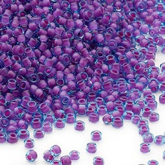 11/0 - Dyna-Mites™ - Transparent Inside colour Blue/Fuschia - 40gms - Glass Round Seed Bead