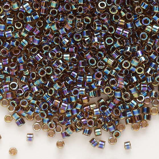 DB0087 - 11/0 - Miyuki Delica - Translucent Root Beer-lined Rainbow Light Topaz - 250gms - Cylinder Seed Beads